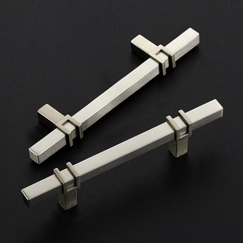 HOME EDIT 3-1/2 inch Brushed Nickel Cabinet Handles, 10 Pack Kitchen Cabinet Handles Drawer Pulls Zinc Alloy Square Bar Kitchen Pulls - color: Brushed Nickel, size: 3-1/2 Inch Hole Center