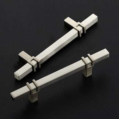 HOME EDIT 25 Pack 3-1/2 inch Brushed Nickel Cabinet Handles, Kitchen Cabinet Handles Drawer Pulls Zinc Alloy Square Bar Kitchen Pulls - color: Brushed Nickel, size: 3-1/2 Inch Hole Center