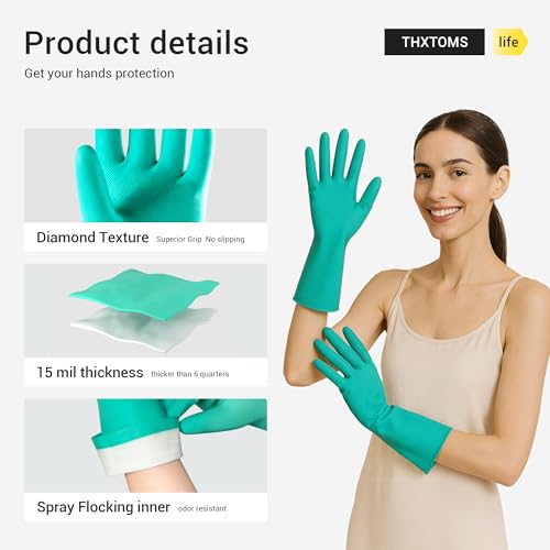 ThxToms 5 Pairs 15mil Nitrile Chemical Resistant Gloves,Latex Rubber Free,XL - color: Pack of 5, size: X-Large