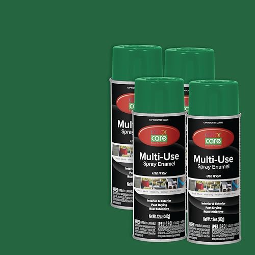 Spray Paint, 12 oz, 4-Pack (Gloss Dark Green) – All-Purpose, Indoor & Outdoor, Rust Resistant, for Wood, Metal, Plastic & Masonry - color: Dark Green