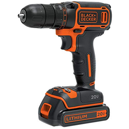 BLACK+DECKER 20V MAX Cordless Drill/Driver Kit with ‎Battery, Charger, and Double Ended Bit (BDCDD120C)