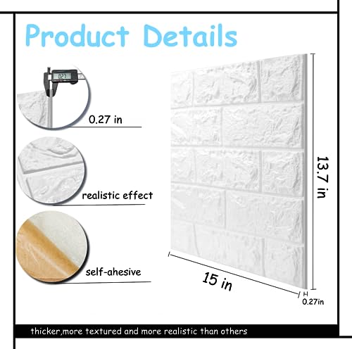 Faux Brick Wall Panels, 10 PCS, White - color: White Brick, size: 10PCS