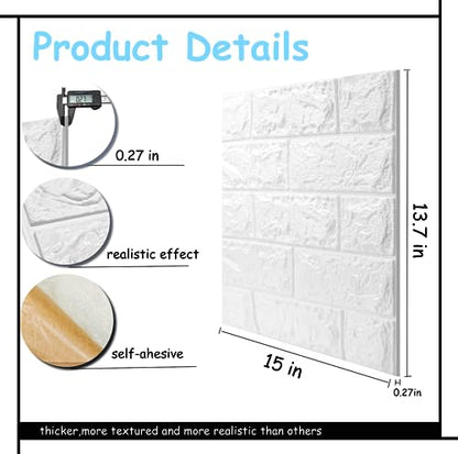Faux Brick Wall Panels, 10 PCS, White - color: White Brick, size: 10PCS