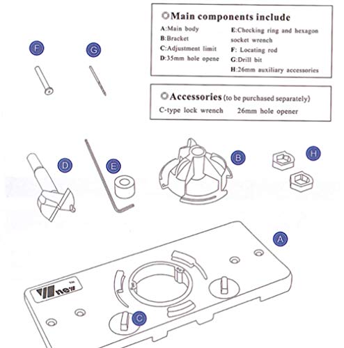 35mm Hinge Drilling Jig + 35mm Forstner Bit Woodworking Tool Drill Bits for Cabinet Door Installation