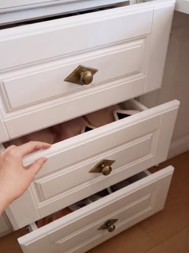 6Pack Champagne Bronze Cabinet Knobs with Backplate Drawer knobs - color: Antique Brass, style: Rhombus