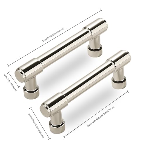 10 Pack Polished Nickel Cabinet Pulls, 3 Inch(76mm) Hole Centers Cabinet Handles Kitchen Hardware for Cabinets and Drawer - color: Polished Nickel, size: 3"(76mm) hole center