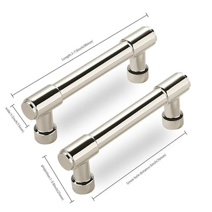 10 Pack Polished Nickel Cabinet Pulls, 3 Inch(76mm) Hole Centers Cabinet Handles Kitchen Hardware for Cabinets and Drawer - color: Polished Nickel, size: 3"(76mm) hole center