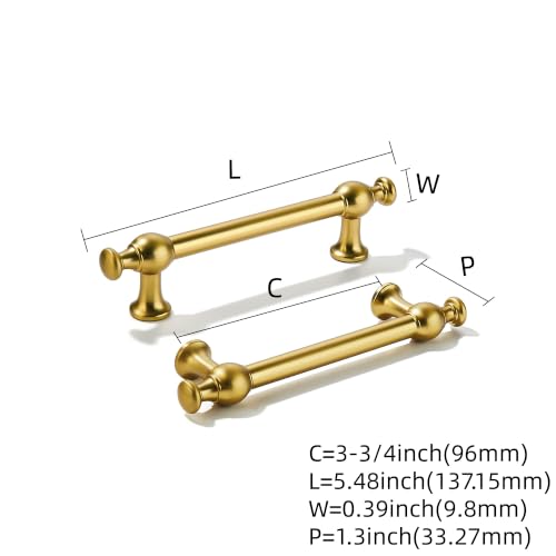 khtumeware 5-Pack 3-3/4-Inch(96mm) Vibrant Brushed Moderne Brass Cabinet Pulls - color: Vibrant Brushed Moderne Brass, size: 3-3/4"(96mm) Hole Center