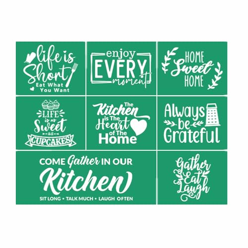 JAJADO Baking/Cooking/Gather/Farmhouse Kitchen Stencil 8.5X11 inch, Homemade Bakery Rustic Sign Self-Adhesive Silk Screen Stencils for Paintig on Wood/Fabric/Plate/Dining Room Home Decoration - color: 1pc Gather in Kitchen 8.5x11in
