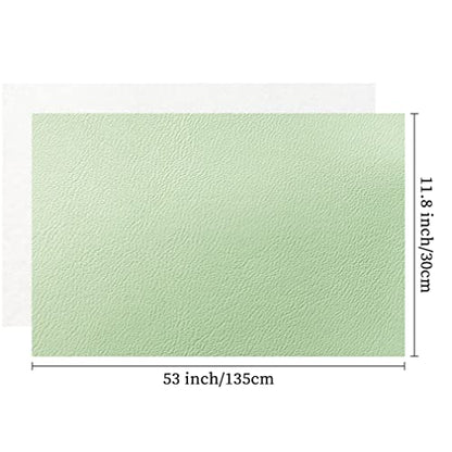 XHT Smooth Light Green Faux Leather Roll 11.8"x53" Soft Plain Synthetic Upholstery Crafts Fabric for DIY Cosplay Garment Jewelry Accessories - color: Green