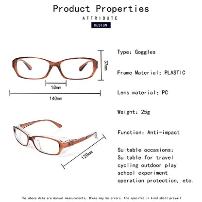 SooGree Safety Goggles Glasses Anti-pollen Dust Scratch Protective Eyewear Detachable Lens Myopia Frame - color: Tea
