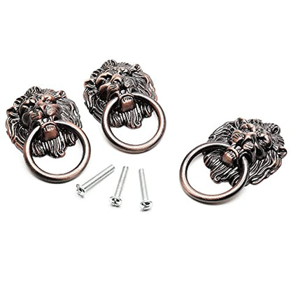Murtenze Antique Lion Head Cabinet Knobs, Copper Tone, 12 Pieces - color: Copper, Lion