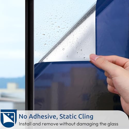 rabbitgoo Window Privacy Film One Way, 17.5" x 157.4", Blue Silver - color: Blue-silver, size: 17.5" x 157.4"