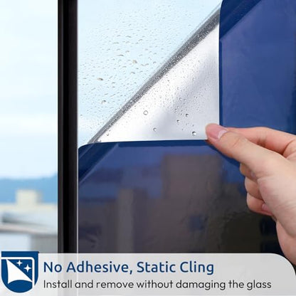 rabbitgoo Window Privacy Film One Way, 17.5" x 157.4", Blue Silver - color: Blue-silver, size: 17.5" x 157.4"