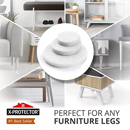Felt Furniture Pads X-Protector - 48 PCS 1" - Premium Felt Pads (White) - size: 48 PCS 1" White, Round