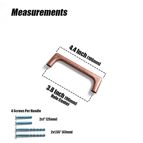 Goo-Ki Antique Copper Cabinet Pulls with 3.8''(96mm) Hole Centers,Retro Style Zinc Alloy Cabinet Pulls for Drawer,Cupboard, Wardrobe,6 Pack - color: Antique Copper, size: 3.8'' Hole Centers
