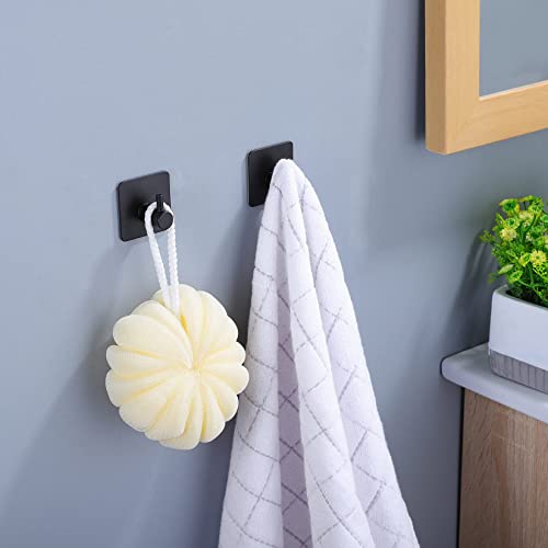 Taozun Towel Bar - 16 Inch Towel Holder with 2 Packs Adhesive Hooks Black - color: Black, size: 16-Inch