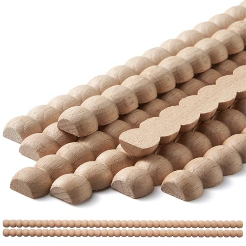 QUORGVES 12Pcs Decorative Half Beaded Wood Trim Molding 15.75 Inch - 8mm - color: Half Beads, size: 8mm