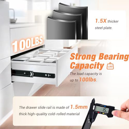 Drawer Slides Ball Bearing 3 Folds Full Extension Side Mount Cabinet Runners Glides Rails Track 100 Lbs Load 10 12 14 16 18 20 22 24 Inch Black(Black-Basic- 1 Pr,18 Inch) - color: Black-Basic, size: 18 Inch