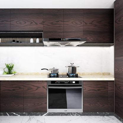 Livelynine Dark Brown Wood Contact Paper 15.8x197 Walnut Textured Wood Grain Countertop Peel and Stick Waterproof Counter Top Vinyl Wrap Desk Wallpaper Kitchen Cabinet Covers Table Dresser Covering - color: Brown Wood, size: 15.8" x 197"