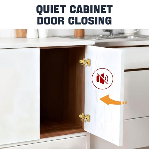 Mousike 10 Pack (5 Pair) Soft Close Cabinet Hinges, 1/2 Overlay Soft Close Hinges for Kitchen Cabinet, Stainless Steel, Built-in Damper, 100 Degree Opening Angle, 6 Way Adjustment (Gold) - color: Gold, size: 10 Pack
