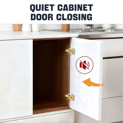 Mousike 10 Pack (5 Pair) Soft Close Cabinet Hinges, 1/2 Overlay Soft Close Hinges for Kitchen Cabinet, Stainless Steel, Built-in Damper, 100 Degree Opening Angle, 6 Way Adjustment (Gold) - color: Gold, size: 10 Pack