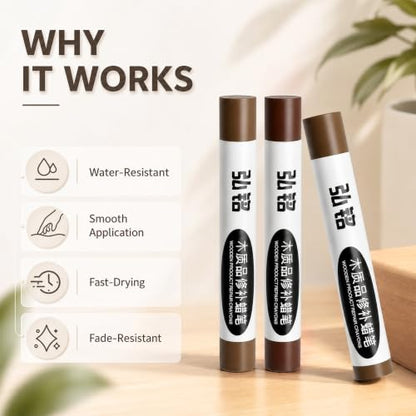 3 Colors Wood Filler Sticks, Black Walnut Series, with Scraper - color: Black Walnut Series