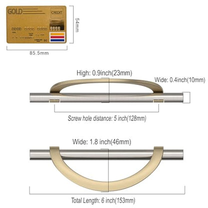 Amerdeco 10 Pack Brushed Satin Nickel and Gold Cabinet Pulls 5 Inch(128MM) Hole Centers Kitchen Cabinet Handles Cabinet Hardware Cupboard Handles Drawer Pulls… - color: Brushed Satin Nickel Gold, size: 5"/128MM Hole Center, style: 10 Pack
