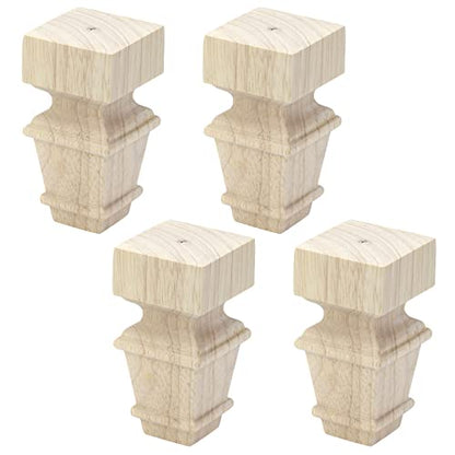 T Tulead Wooden Furniture Feet 3.94-Inch Height, 4-Pack - size: 3.94" × 1.97"