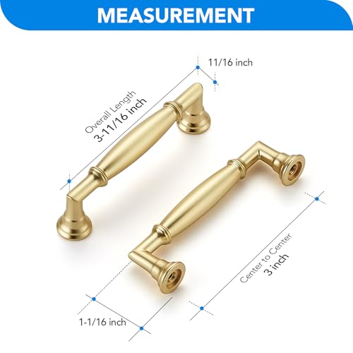HOME EDIT Brushed Gold Cabinet Handles 3 Inch Pulls 5 Pack - color: Brushed Gold, size: 3 inches Hole Center