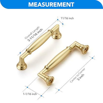 HOME EDIT Brushed Gold Cabinet Handles 3 Inch Pulls 5 Pack - color: Brushed Gold, size: 3 inches Hole Center