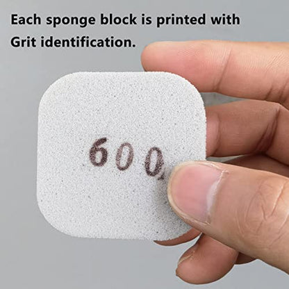 54 Pack Sanding Blocks, 9 Grits from 320 to 3500, Soft Touch Sanding Pads,2" x 2" Sanding Sponge Polishing Pads, for Craft Polishing Repairing,Wood Working,Furniture polishing,Metal derusting
