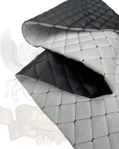 Vinyl Soft Grain Fine Thread Quilted Foam Fabric with 3/8" Foam Backing Upholstery / 52" Wide/Sold by The Yard/FABRIC EMPIRE - Black, Navy HQ Black Thread Diamond 2" x 3" - color: Black With Navy Threading, size: Diamond 2" x 3"