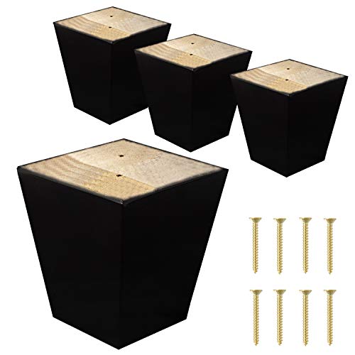 Legs for Furniture, Sofa Ottoman and Chair 4" Wood Feet Replacement, Set of 4 Square Tapered Pyramid Feet (Dark Espresso) - color: Dark Espresso