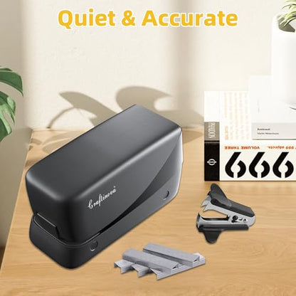 Electric Stapler, 25 Sheet Automatic Stapler, Include 2000 Staples and 1 Staple Remover, Jam Free, Professional and Home Office，Battery not Included，AC or Battery Powered - color: Black Electric Stapler