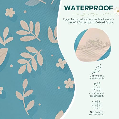 Hanging Egg Chair Cushion 47x35x7 Inches Waterproof Blue Butterfly - color: Blue Butterfly