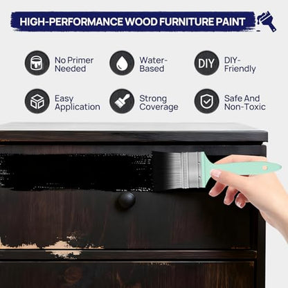 Boncart Wood Furniture Paint Kit - color: Black, size: 5fl.oz