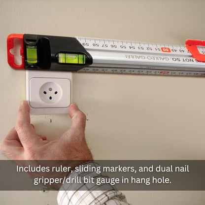 Kapro - 313 Measure Mate - Ultimate Home-Improvement Tool - with Level and Ruler - Features Sliding Markers and Knife Guide - Includes Nail Gripper and Drill Bit Gauge - 48 Inch - size: 48"