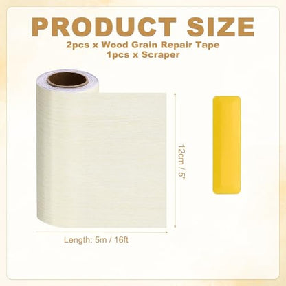 HARFINGTON Wood Grain Repair Tape 5" x16ft Self-Adhesive Repair Patch - color: White Oak, size: 5" x 16ft