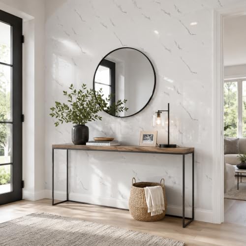 Carrara White Marble Peel and Stick Wallpaper, 23.6 x 394 in - color: Carrara White Marble, size: 23.6" x 394"