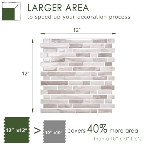 STICKGOO Thicker Peel and Stick Backsplash Tile for Kitchen and Bathroom - color: Warm Greige