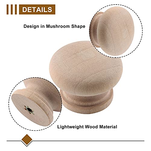 Zorfeter Wood Unfinished Drawer Knobs, Mushroom Shape, 20 Pcs - color: Unfinished Large Mushroom