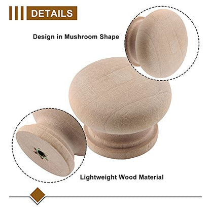 Zorfeter Wood Unfinished Drawer Knobs, Mushroom Shape, 20 Pcs - color: Unfinished Large Mushroom