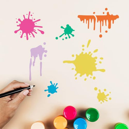 2pc Ink Splatter Wall Stencil for Painting, 11.8"x11.8" Brush Strokes Reusable Stencil for Wood Burning, Splatter Brushwork Paint Template DIY Craft Art Stencil on Wood Fabric Canvas Journal - style: Splatter & Brushwork