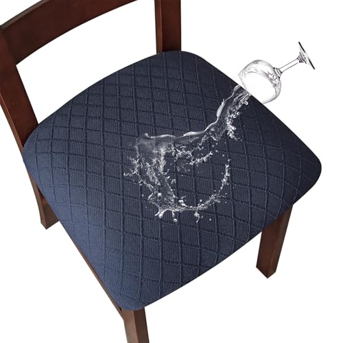 Genina Waterproof Seat Covers for Dining Room Chair Cushion Covers Set of 2 - color: Navy Blue, size: 2 Pcs