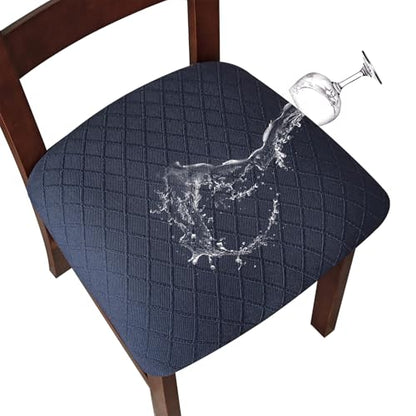 Genina Waterproof Seat Covers for Dining Room Chair Cushion Covers Set of 2 - color: Navy Blue, size: 2 Pcs