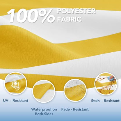 L'AGRATY Chaise Lounge Chair Waterproof Cushion Set of 2 Outdoor for Pool - color: Yellow White