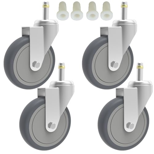 RILIDRI 5-Inch Swivel Caster Wheels, 7/16-Inch Stem Diameter Rubber Wheel, Heavy Duty TPR Thermoplastic Rubber Replacement Wheels, 225-lb per Wheel- 4 Pack - size: 5 Inch-225LB(4 Swivel)