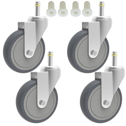 RILIDRI 5-Inch Swivel Caster Wheels, 7/16-Inch Stem Diameter Rubber Wheel, Heavy Duty TPR Thermoplastic Rubber Replacement Wheels, 225-lb per Wheel- 4 Pack - size: 5 Inch-225LB(4 Swivel)