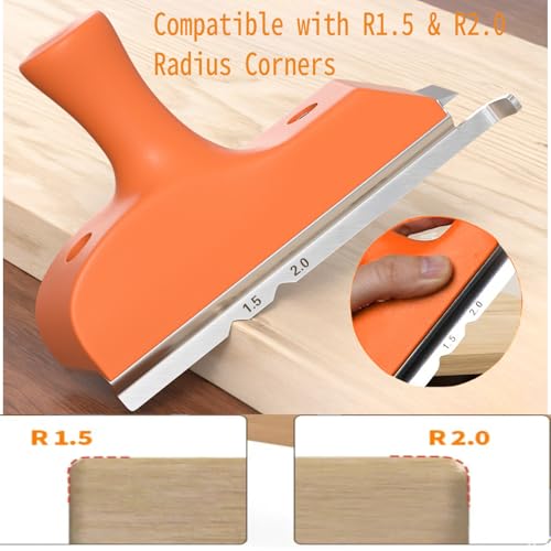 SHIAWASENA 3-in-1 Edge Banding Trimmer & Manual Edge Cutter for PVC/ABS/Wood Veneer, Ergonomic Handle, R1.5/R2 Chamfer Straight/Curved/Chamfered Edges, with Blade Protector & Storage Bag